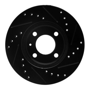 Volkswagen DERBY Brake Rotor (1) - Front Left - R1 Concepts - Drilled & Slotted - Black - `86-`08